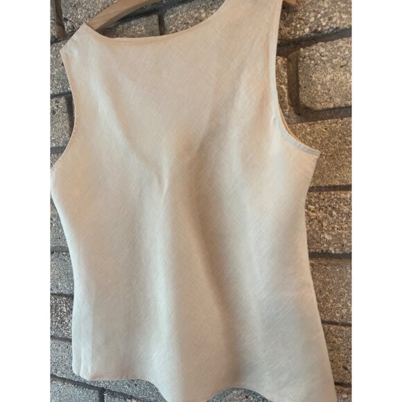 Sleeveless 100% Linen Blouse Size 16 Lightweight Textured Fabric Scoop Neck Top - Picture 9 of 9